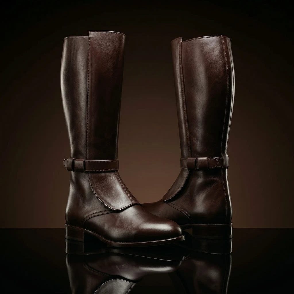 Front view of NOIRTIDE custom Obi-Wan Kenobi Jedi boots