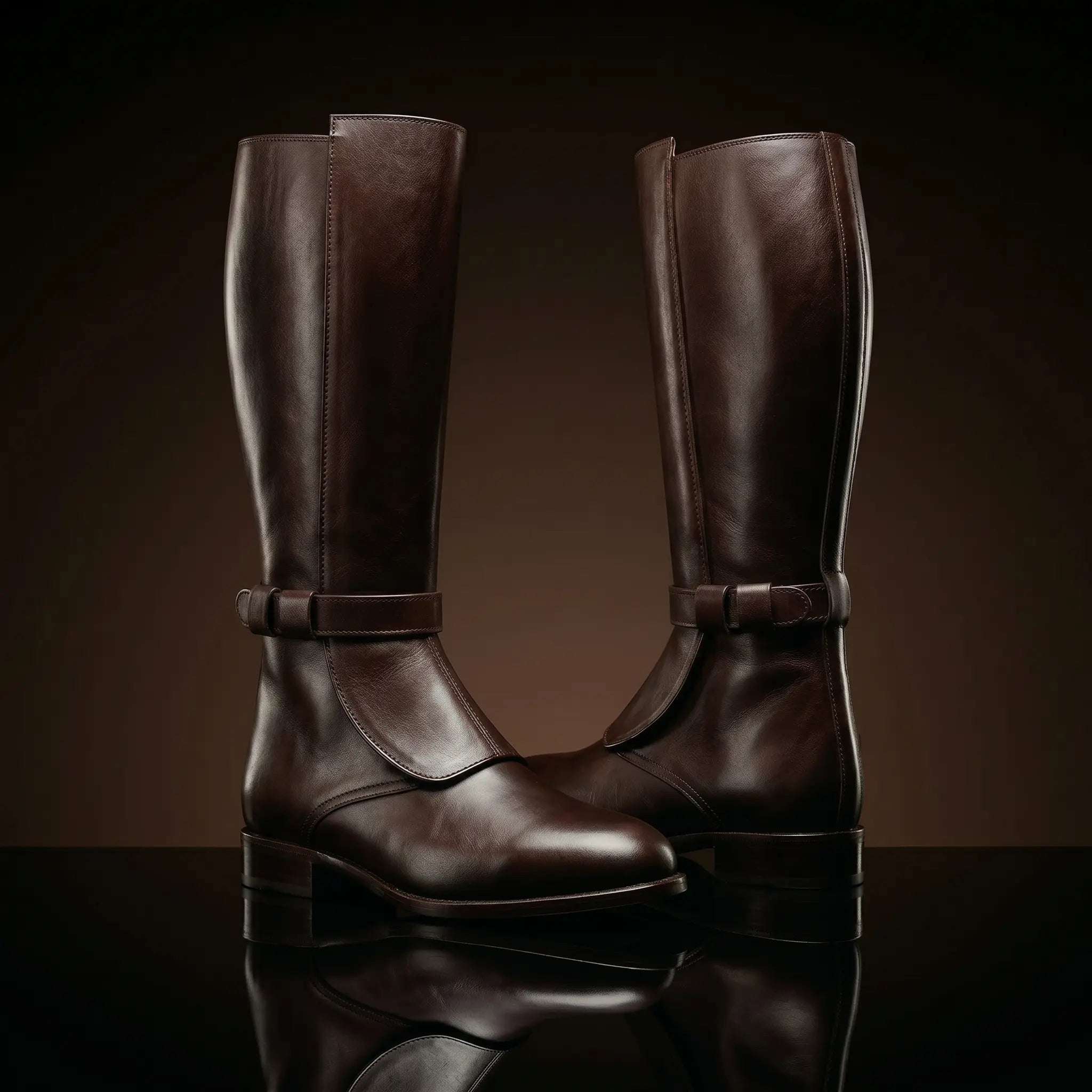 Front view of NOIRTIDE custom Obi-Wan Kenobi Jedi boots