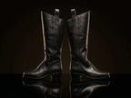 Front view of NOIRTIDE handmade officer Civil War dragoon cavalry boots