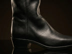Leather texture on authentic officer Civil War dragoon cavalry boots