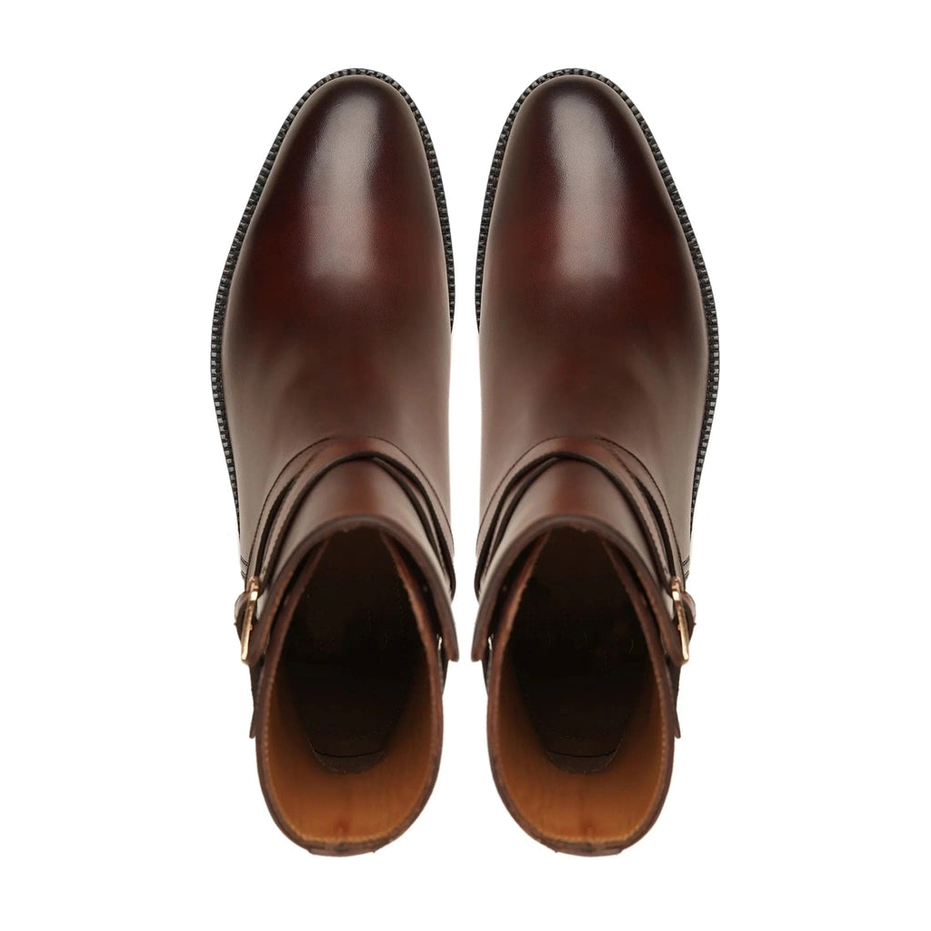 noirtide Oxblood Patina Calf Leather Jodhpur Boot For Men