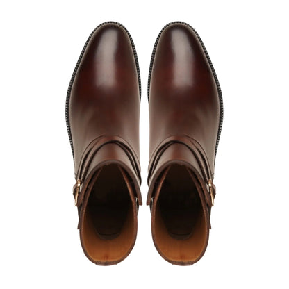noirtide Oxblood Patina Calf Leather Jodhpur Boot For Men