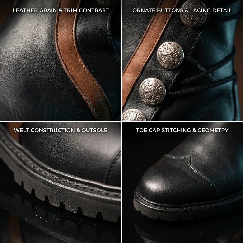  Leather texture on NOIRTIDE custom renaissance boots