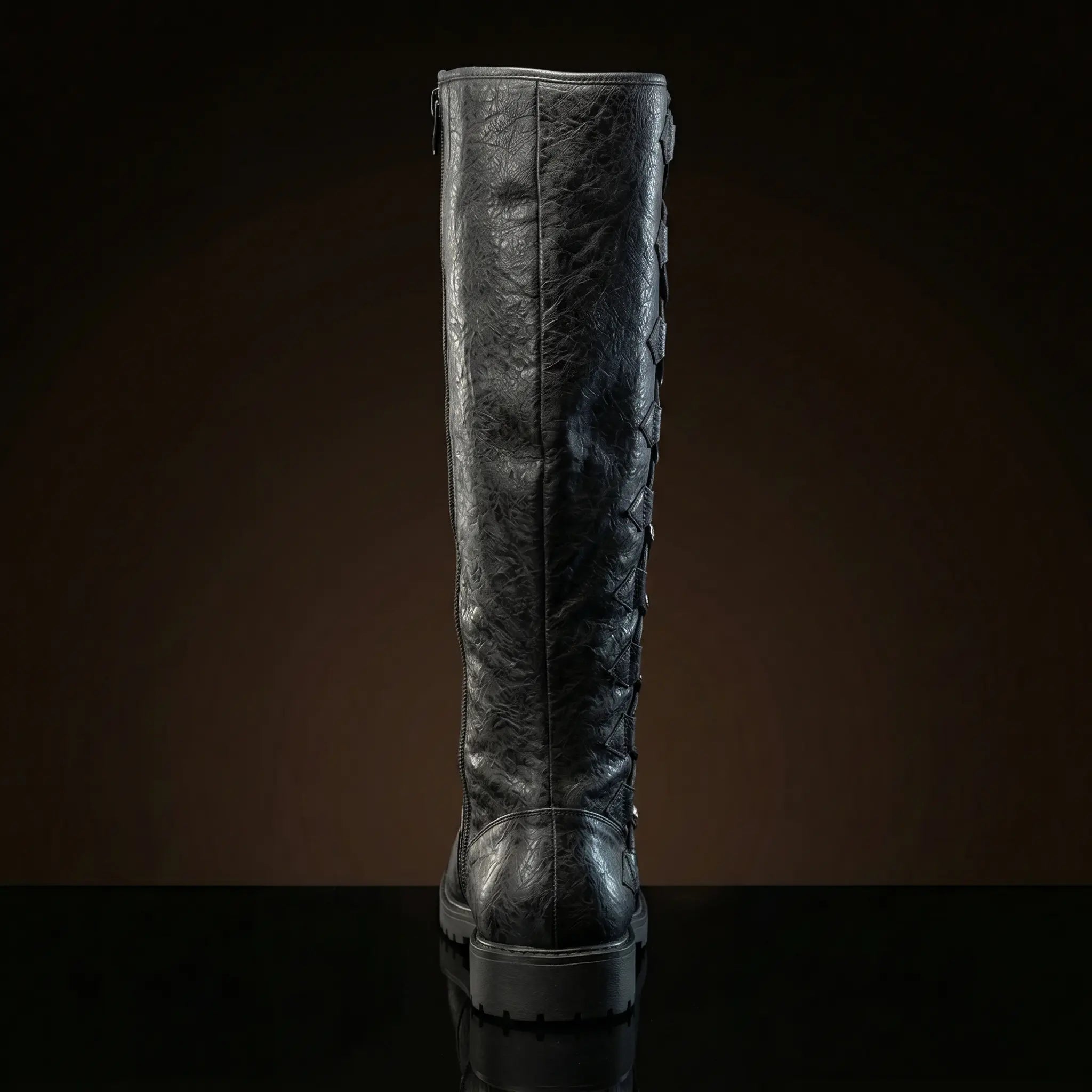 Tall shaft detail on renaissance leather boots by NOIRTIDE