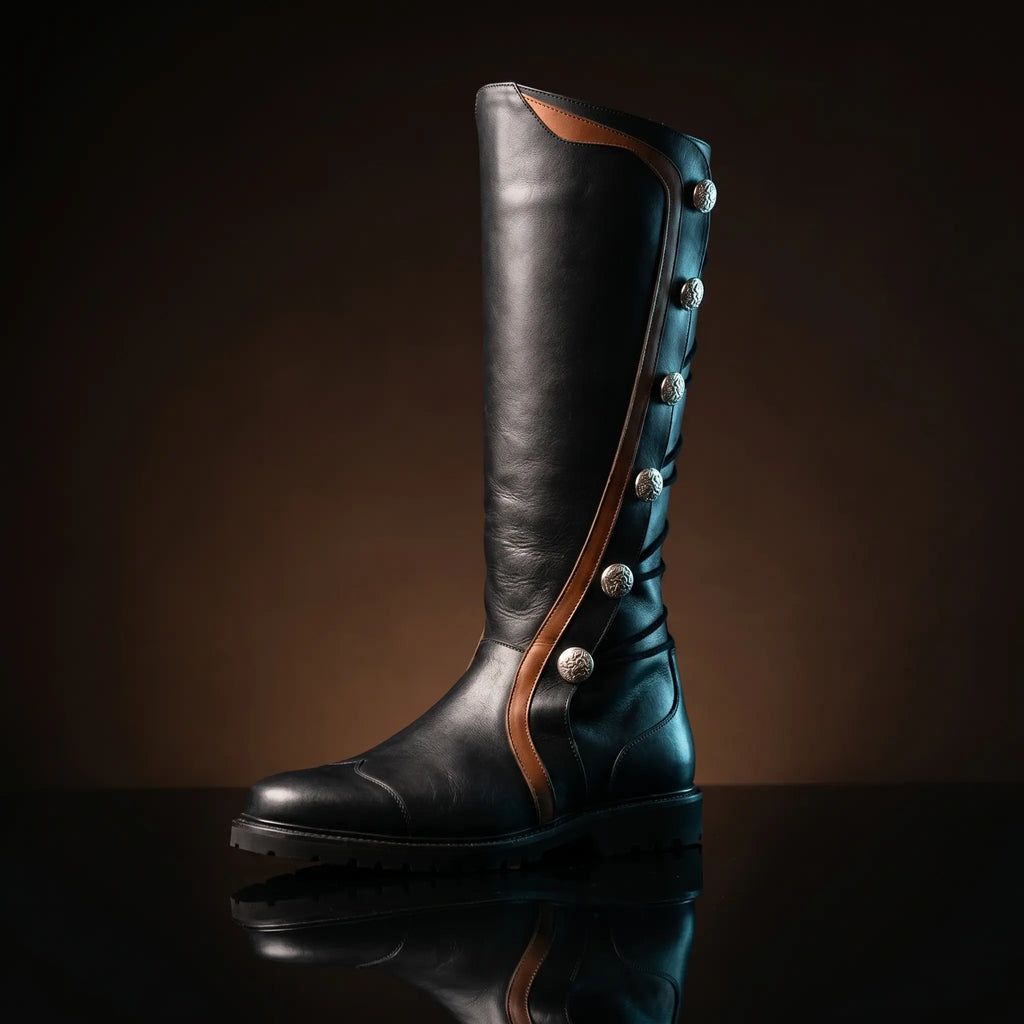 renaissance leather boots — handmade for LARP by NOIRTIDE
