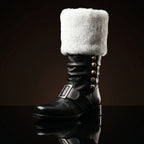 Santa Claus fur boots with jingle bells — handmade by NOIRTIDE