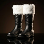 Pair of handmade Santa Claus fur boots by NOIRTIDE