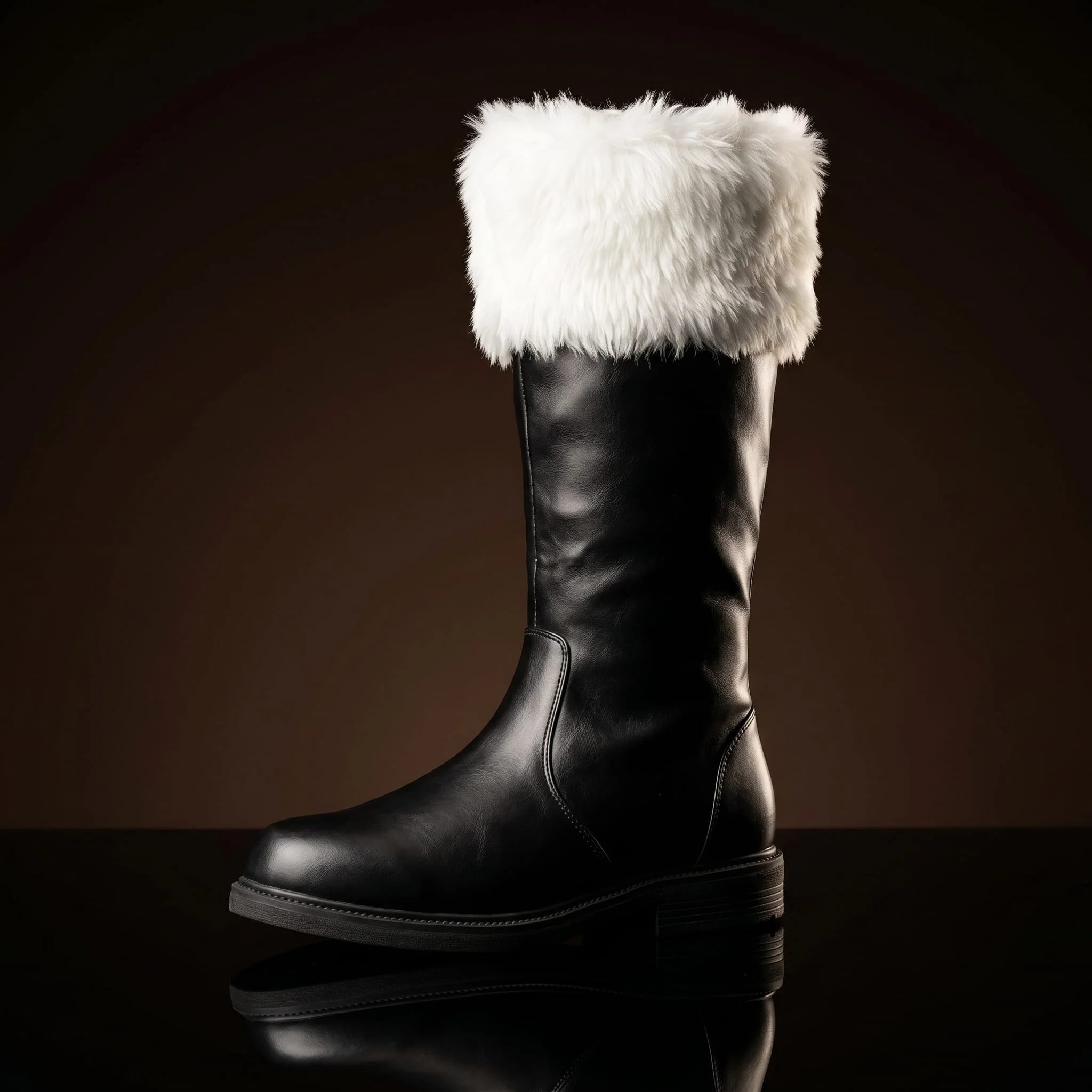 Santa Claus fur boots in red leather — handmade by NOIRTIDE