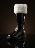 Santa Claus patent leather boots with detachable fur — NOIRTIDE