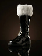 Santa Claus patent leather boots with detachable fur — NOIRTIDE