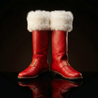 Pair of Santa Claus red boots with detachable fur by NOIRTIDE