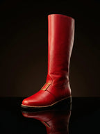 Santa Claus red leather boots with detachable fur trim — handmade by NOIRTIDE
