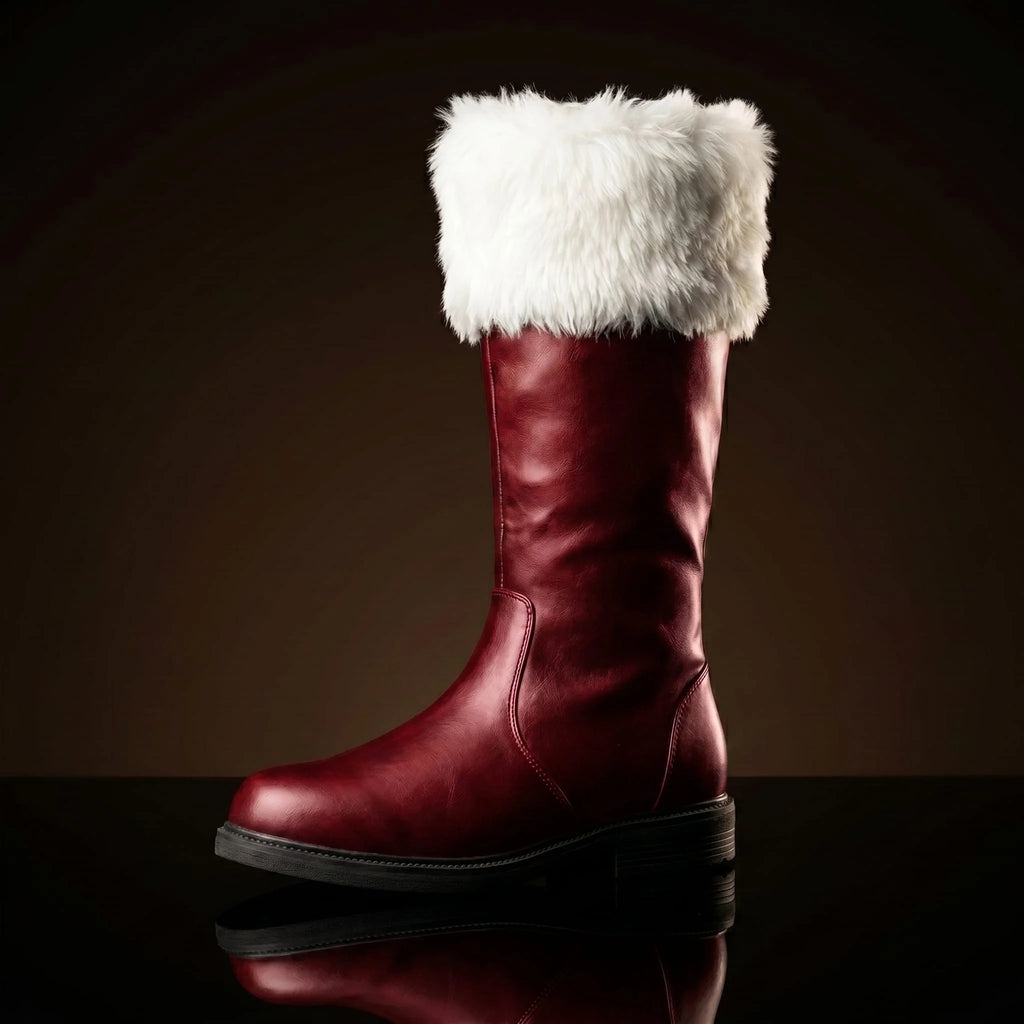 Santa Claus red boots in red leather — handmade by NOIRTIDE