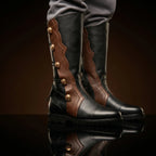 Tall shaft detail on side laces renaissance leather boots by NOIRTIDE