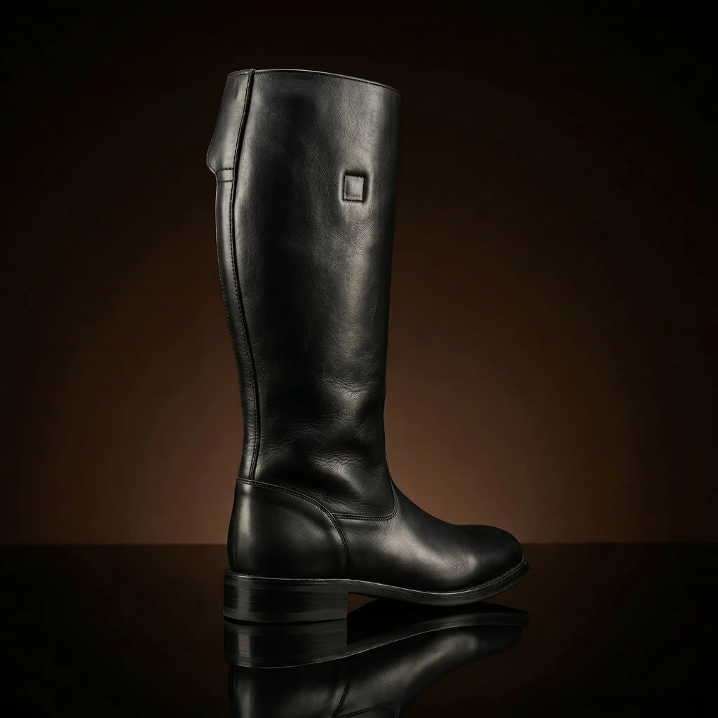 Tall shaft detail on handmade Darth Vader cosplay boots by NOIRTIDE