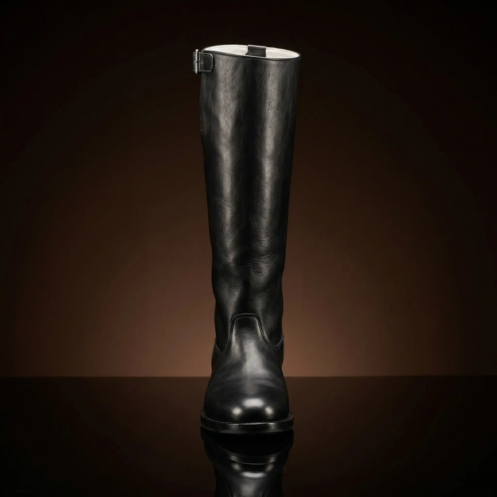 Front view of NOIRTIDE custom Star Wars Darth Vader boots