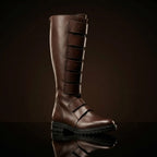 Front view of NOIRTIDE custom Qui-Gon Jinn Jedi boots