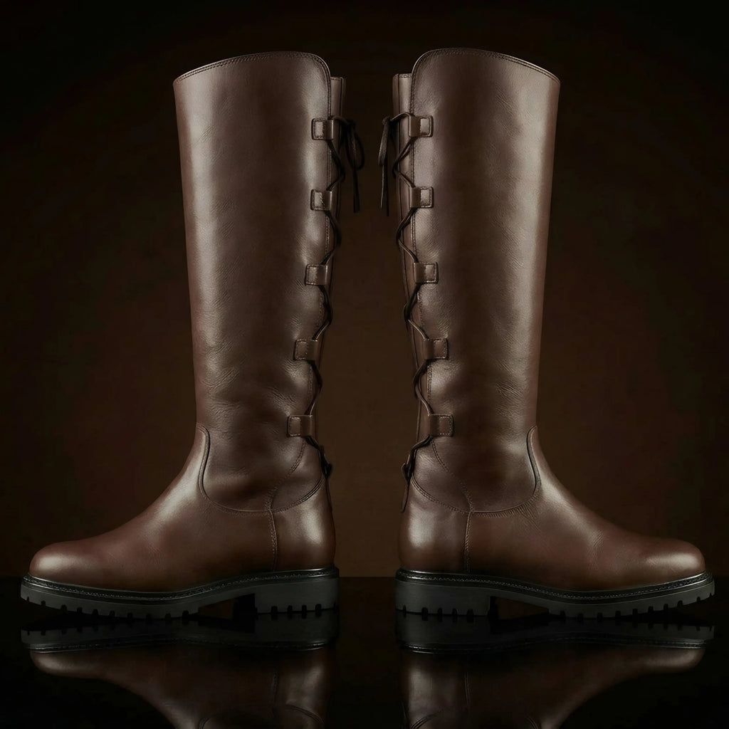 Wrap-style detail on handmade Star Wars Rey cosplay boots