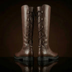 calf leather texture and laces on NOIRTIDE Star Wars Rey boots