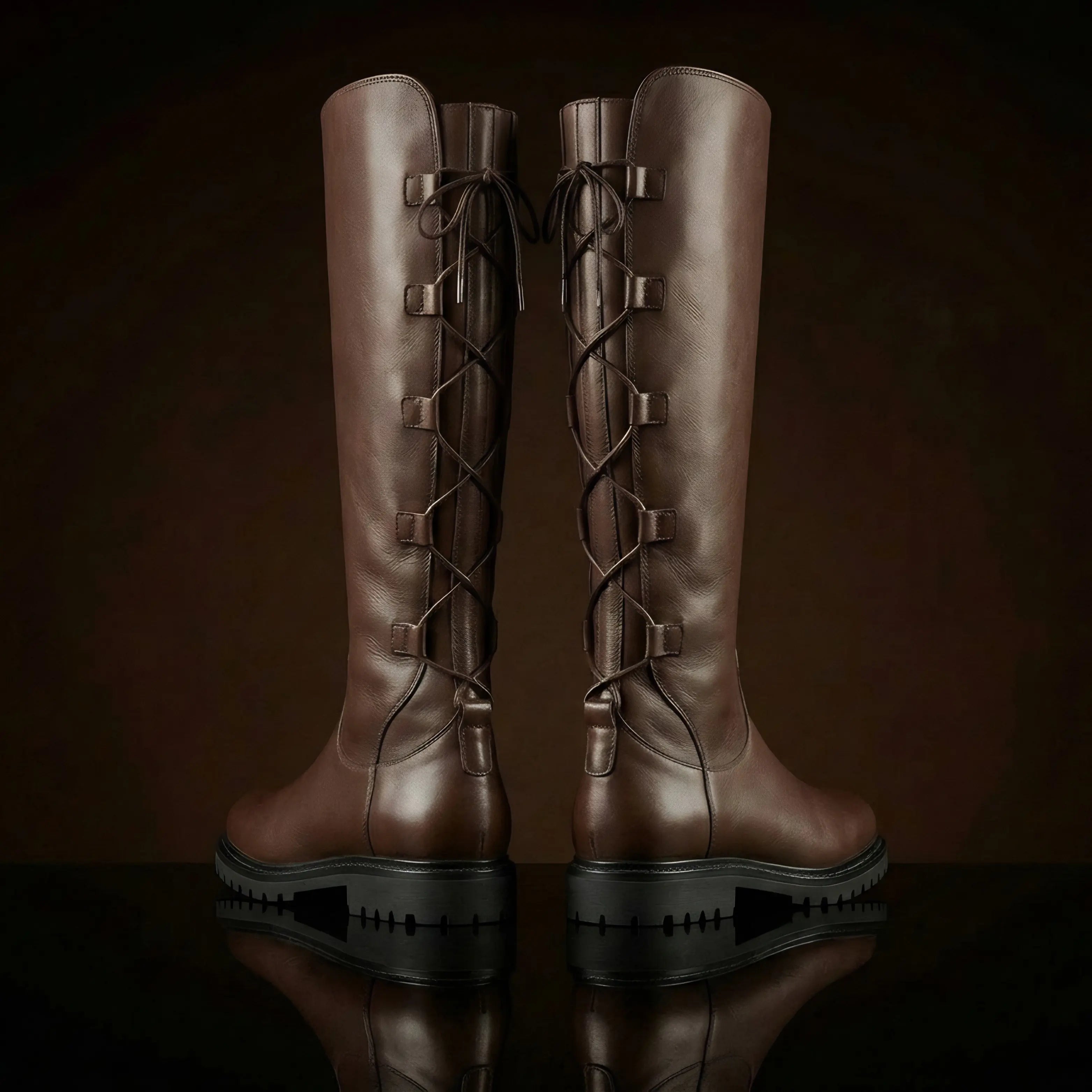 calf leather texture and laces on NOIRTIDE Star Wars Rey boots