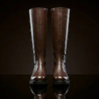 Front view of NOIRTIDE custom Star Wars Rey leather boots