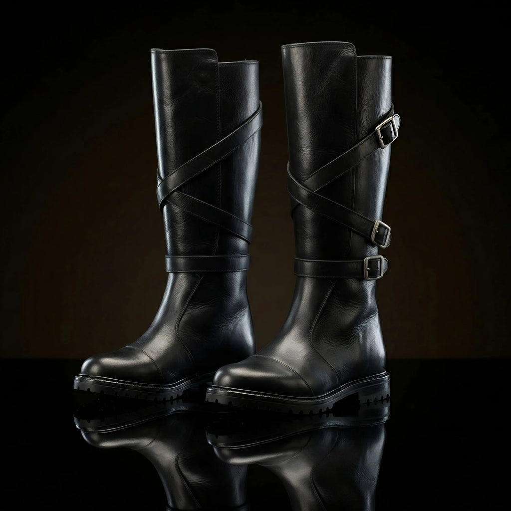 Black leather on NOIRTIDE Star Wars Sith cosplay boots