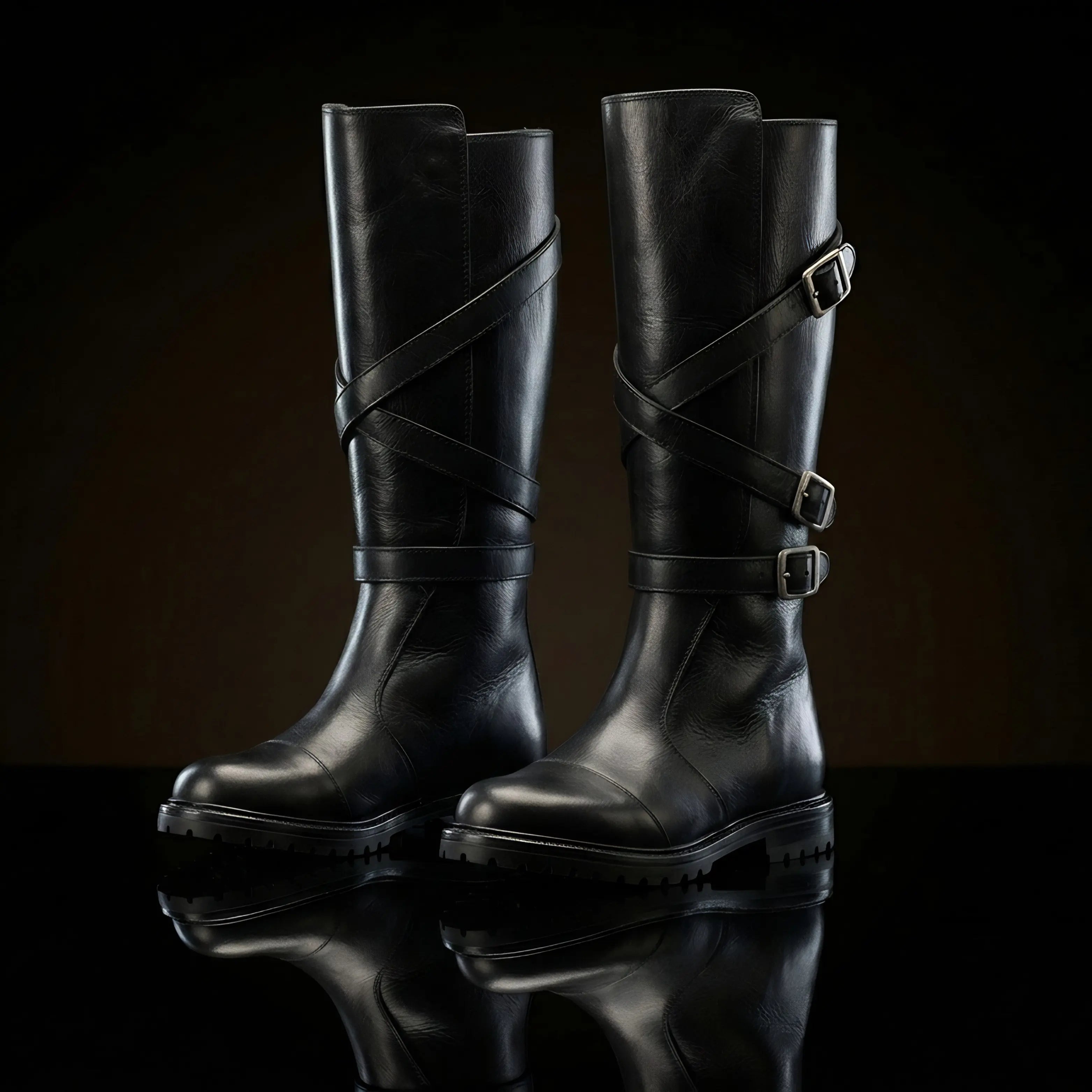Black leather on NOIRTIDE Star Wars Sith cosplay boots