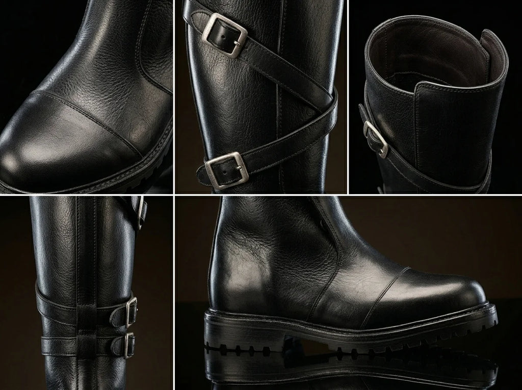 Toe detail on custom Star Wars Sith cosplay boots by NOIRTIDE