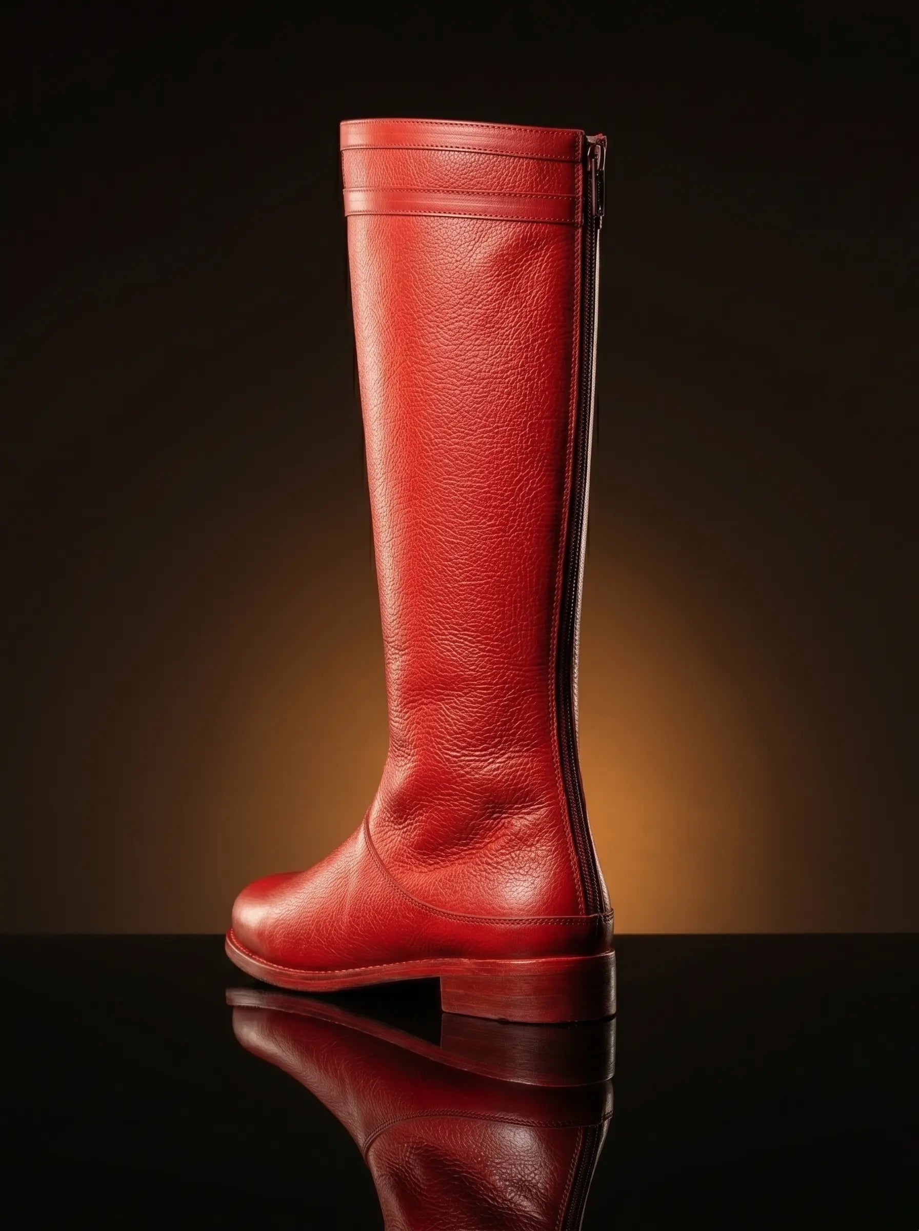 Back zipper detail on handmade Superman cosplay boots by NOIRTIDE