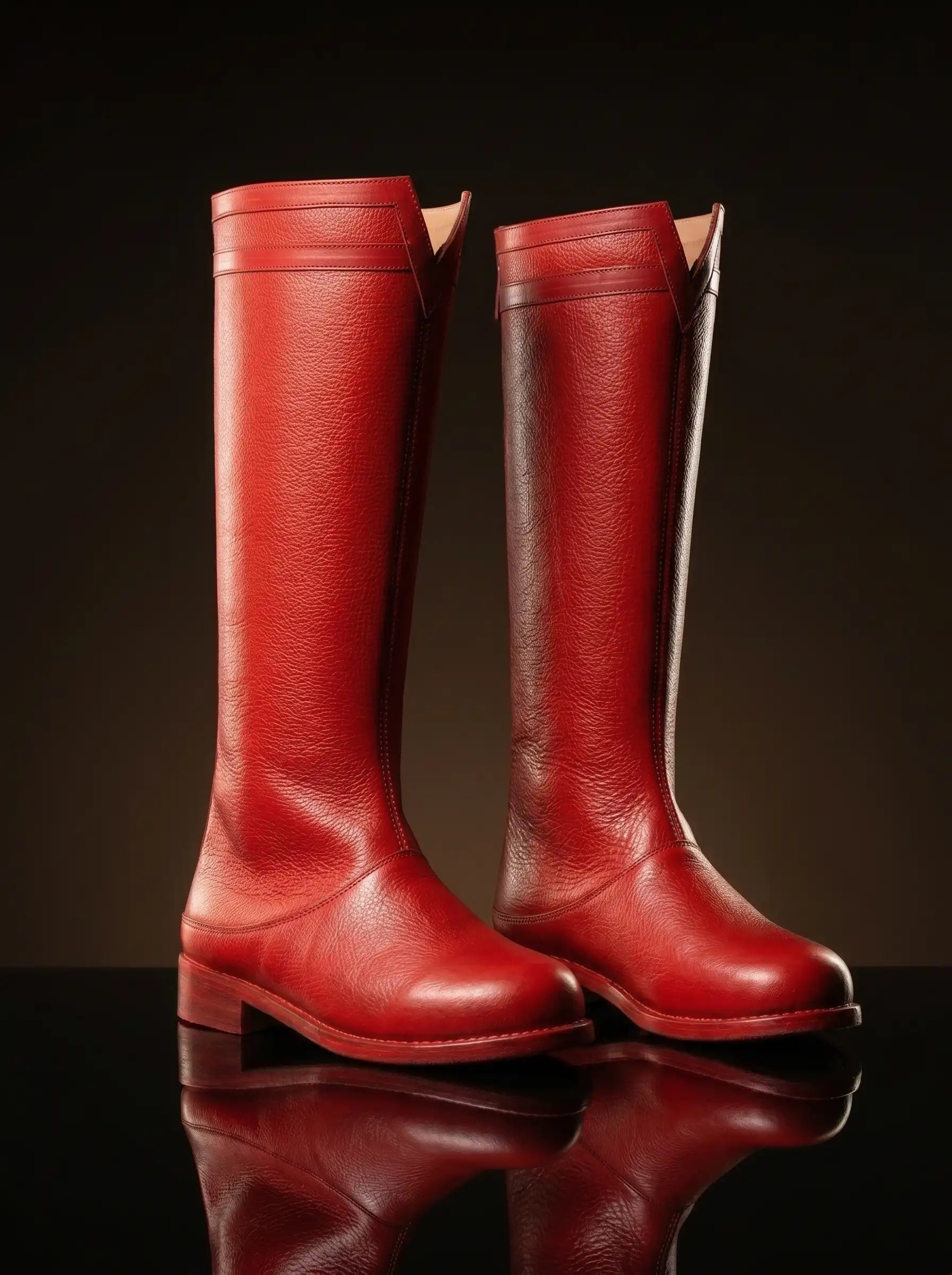Front view of NOIRTIDE custom Superman leather cosplay boots