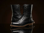 Front view of NOIRTIDE USMC Raider leather combat boots