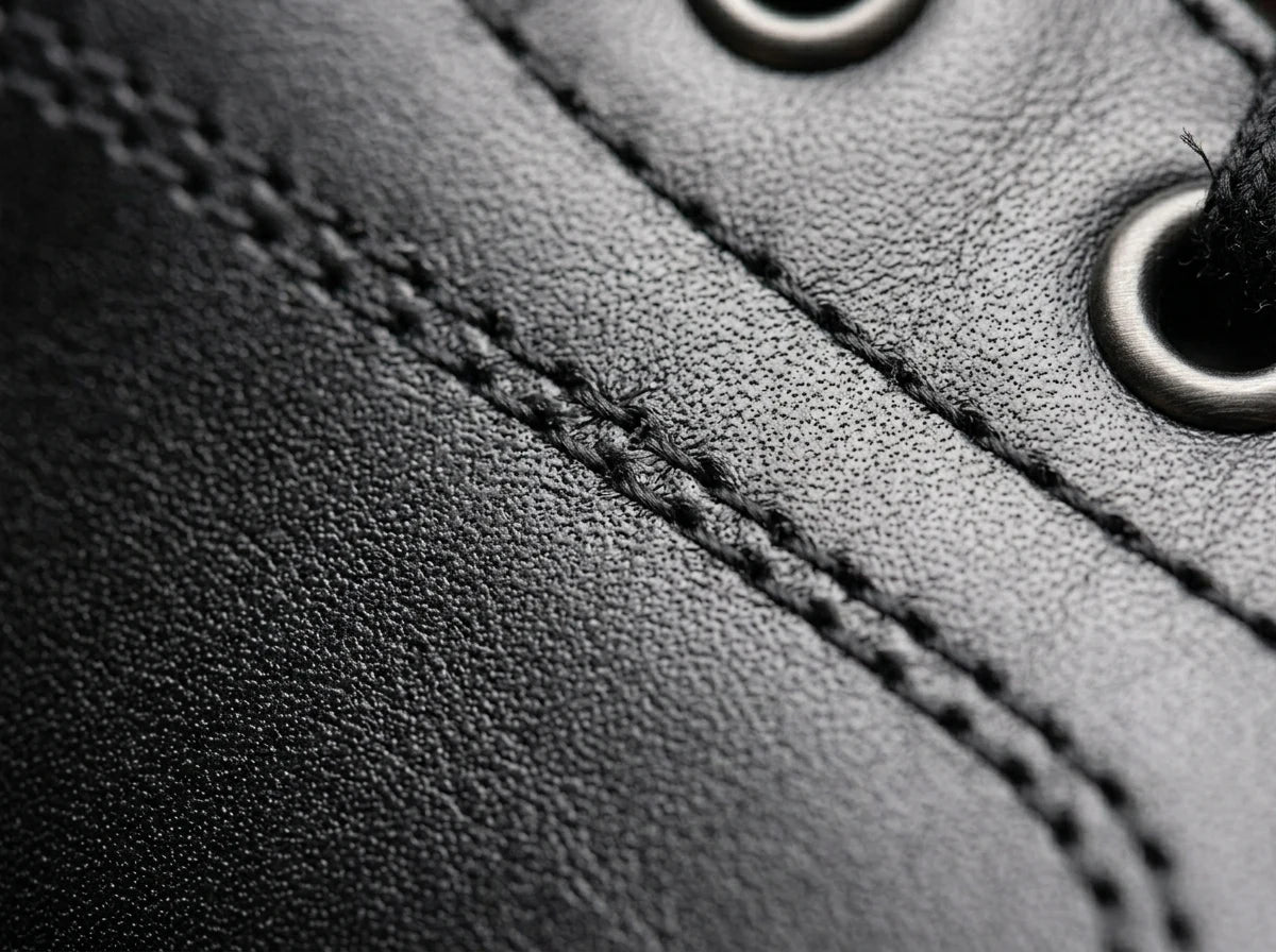 Leather upper detail on NOIRTIDE USMC Raider WWII boots