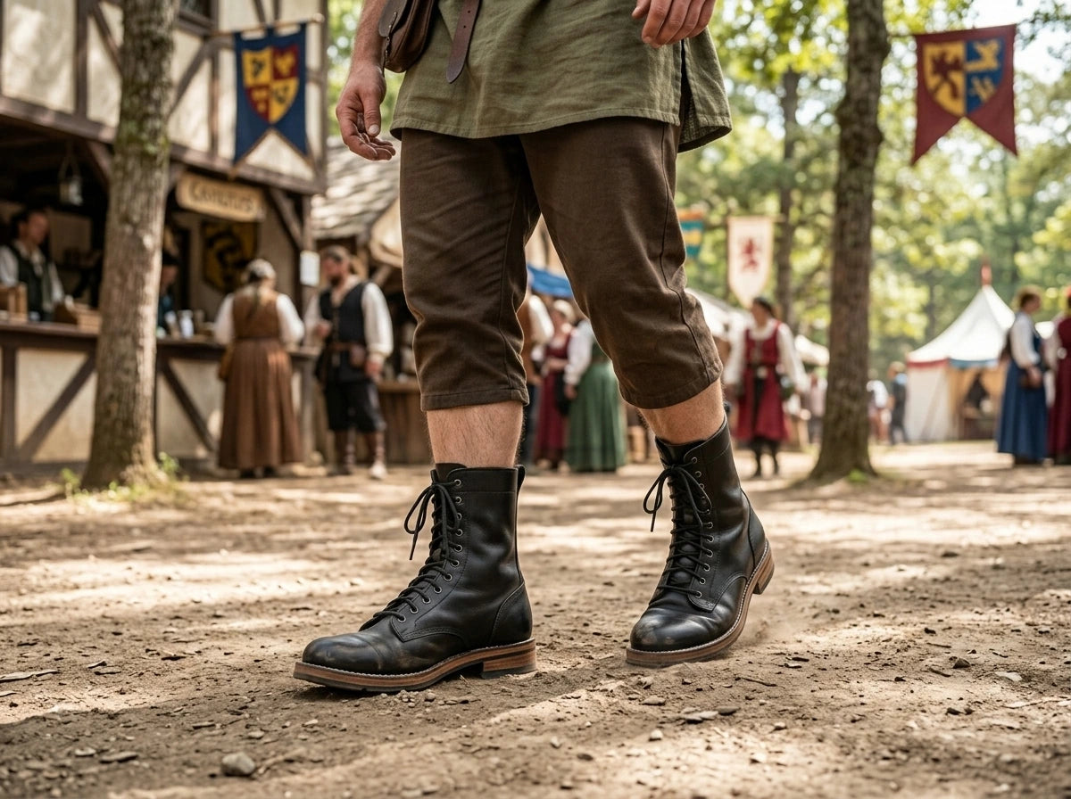 USMC Raider boots worn at WWII military reenactment event