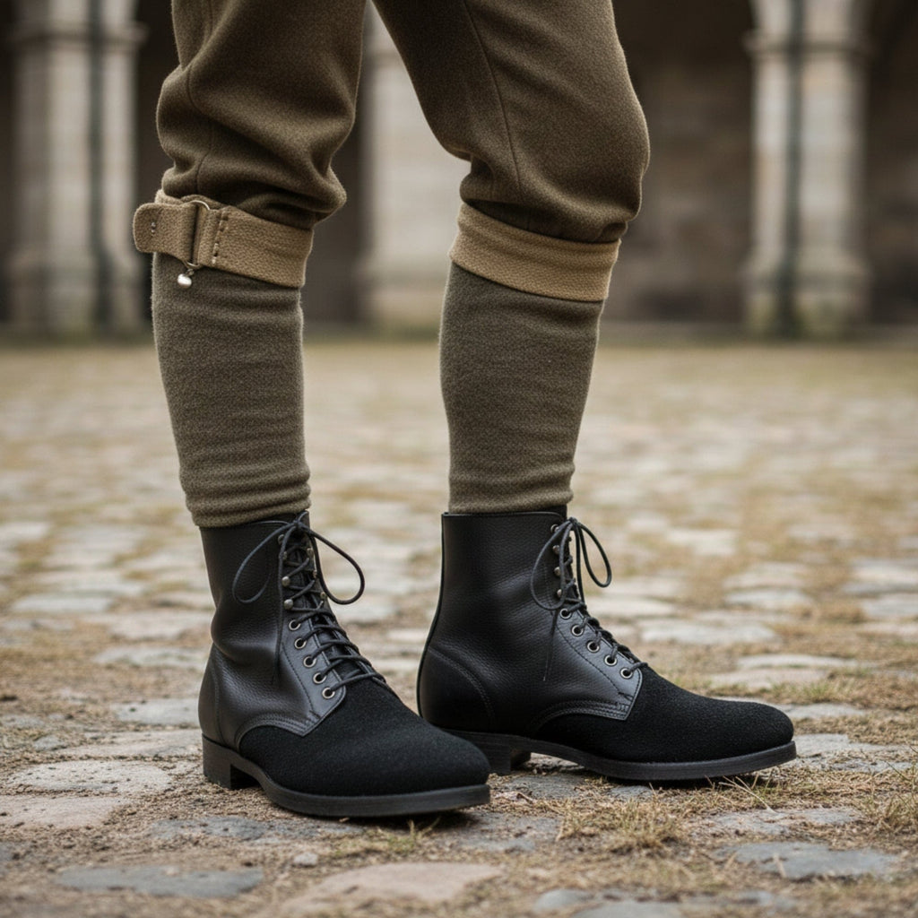 noirtide WW2 German M37 Black Low Boots