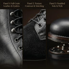 Lacing detail on handmade WW2 German M37 infantry boots
