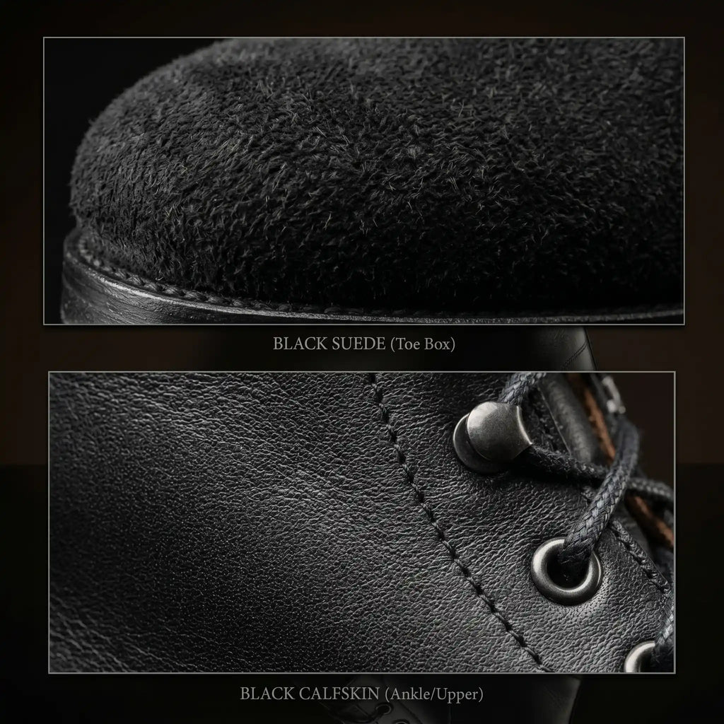 Black leather texture on NOIRTIDE WW2 German M37 low boots