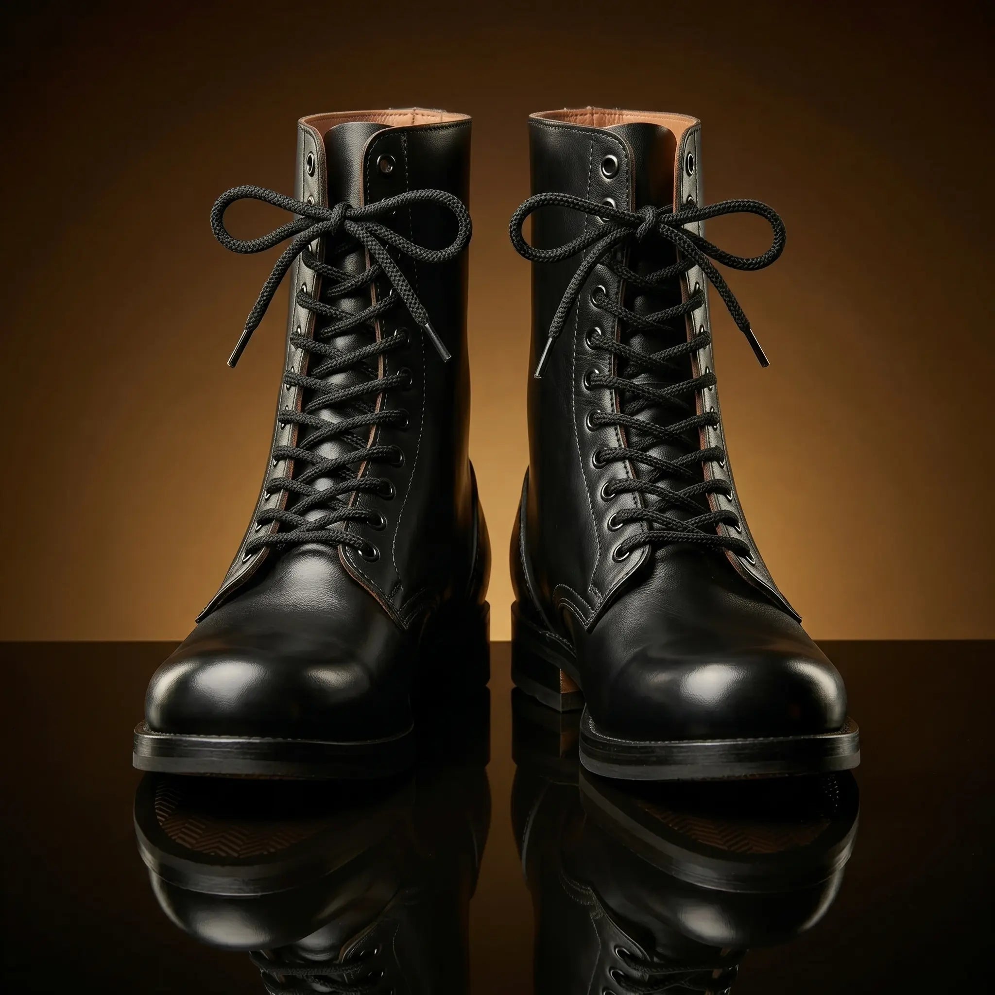 Front view of NOIRTIDE WW2 German Panzer crew leather boots