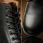 Black leather texture on authentic WW2 German Panzer boots