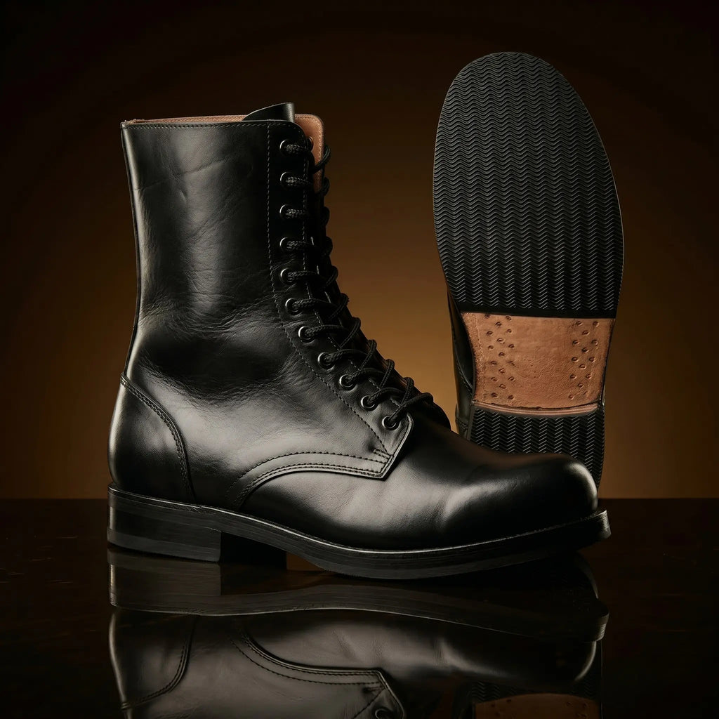 Sole detail on handmade WW2 German Panzer boots by NOIRTIDE