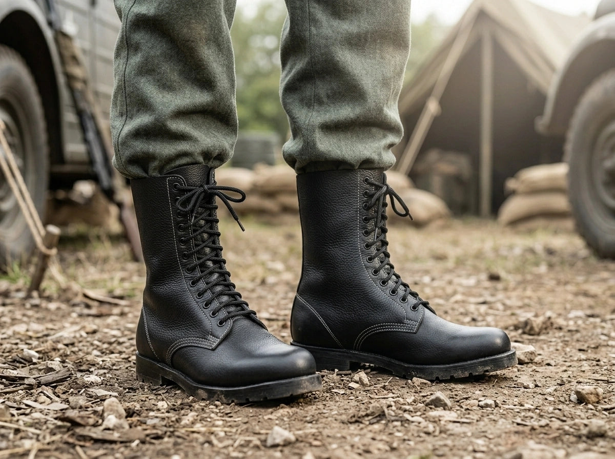 WW2 German Fallschirmjager paratrooper boots worn for WWII reenactment