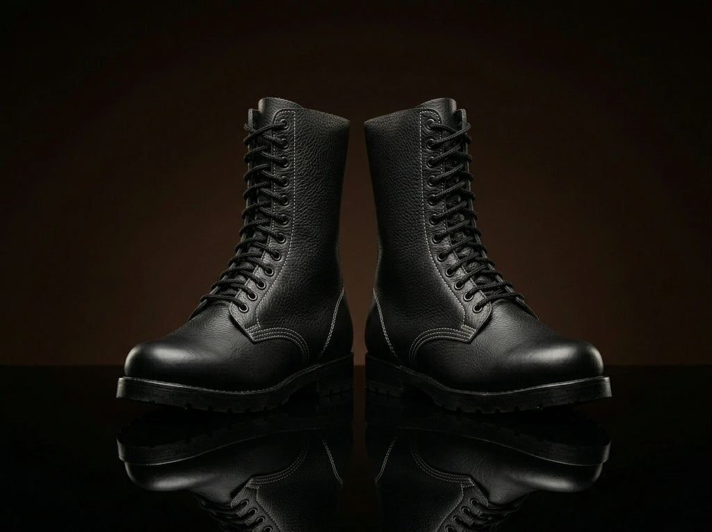 Pair of WW2 German paratrooper boots with front lacing by NOIRTIDE