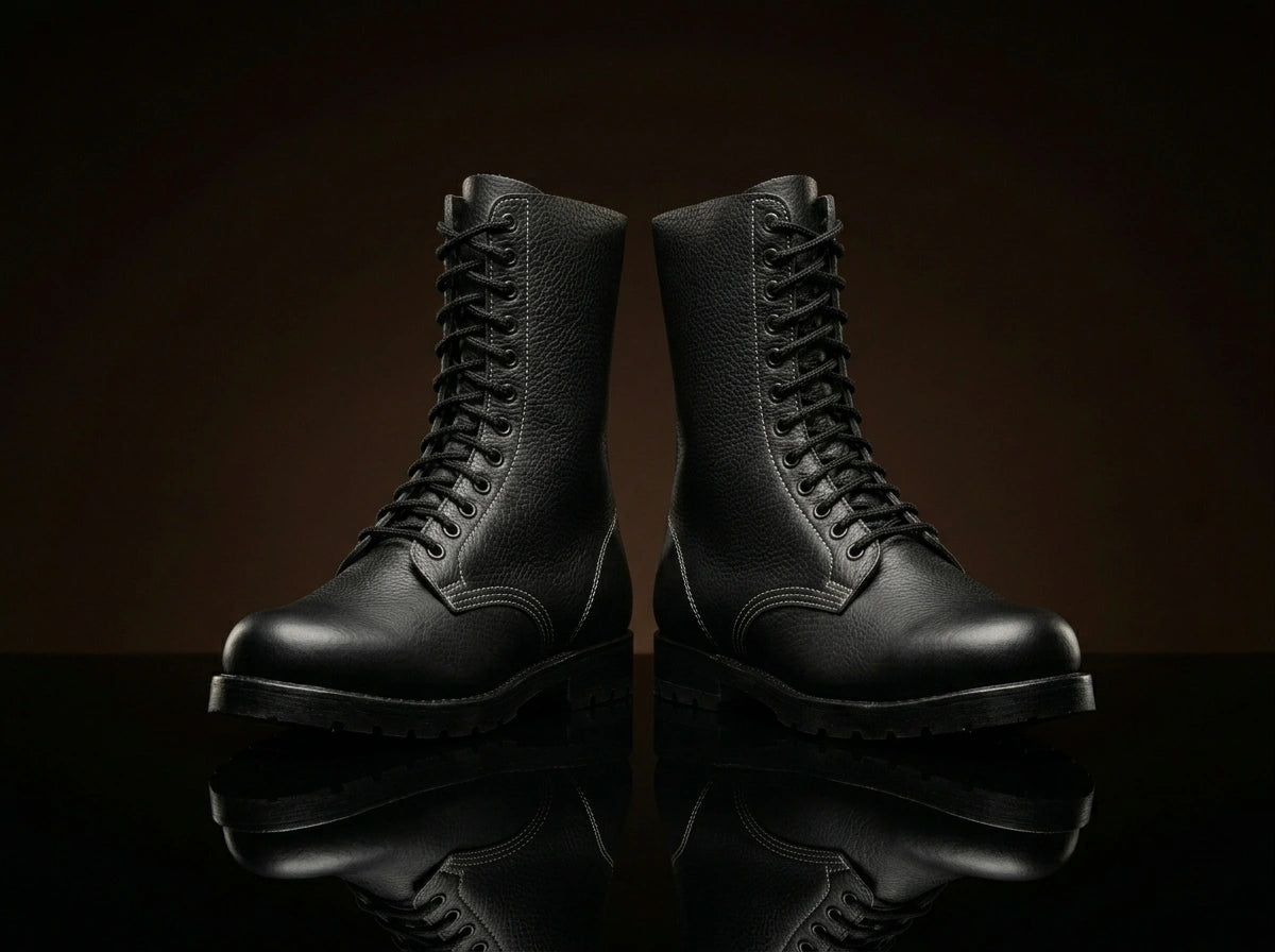 Pair of WW2 German paratrooper boots with front lacing by NOIRTIDE