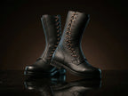 Side lacing detail on authentic WW2 German paratrooper boots by NOIRTIDE