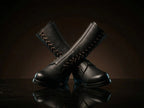 Pebble grain leather on NOIRTIDE WW2 German paratrooper side lace boots