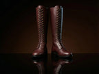 Front view of NOIRTIDE WW2 German SA Kampfzeit tall leather boots