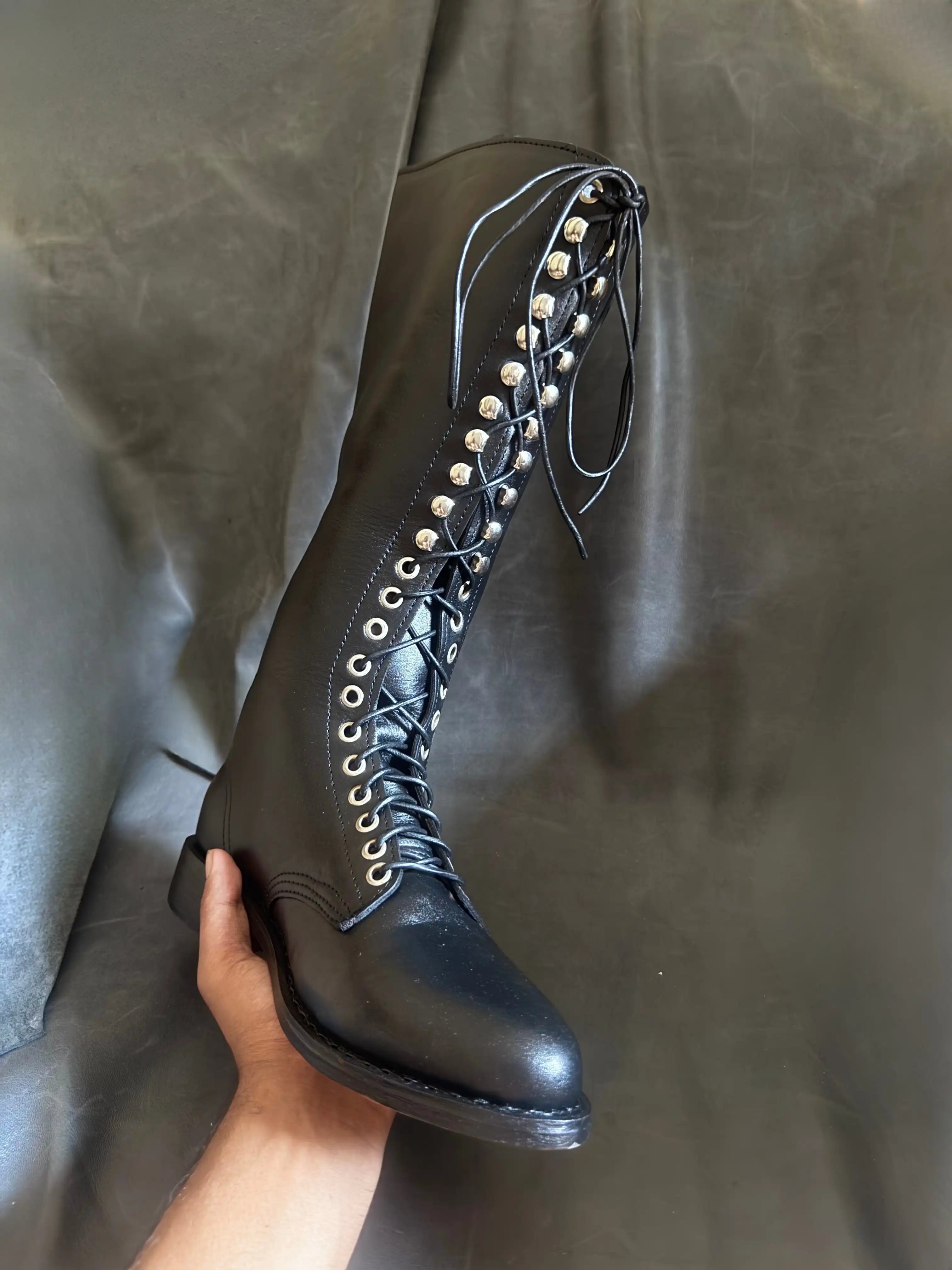 WW2 German SA Kampfzeit tall black leather boots — handmade by NOIRTIDE