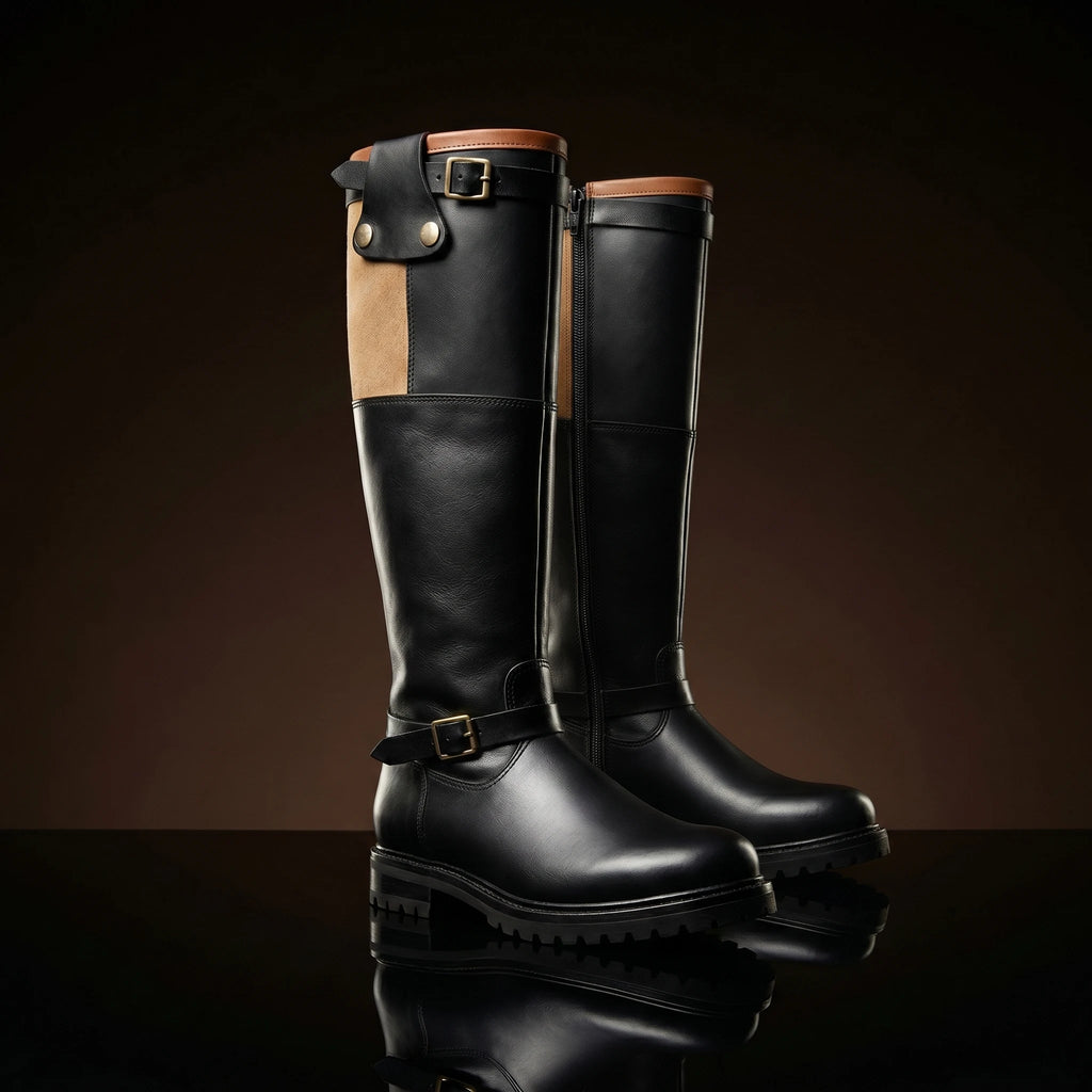 WW2 German Luftwaffe flight boots in leather with commando sole — NOIRTIDE