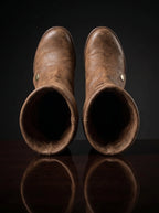 Wide fold-over cuff on genuine leather Noirtide Flynn Rider boot — natural distressed brown leather, Tangled cosplay