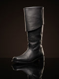 Matt black genuine leather Jamie Fraser Outlander boots — bespoke 18th century Scottish Highland footwear by Noirtide