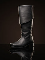 Matt black genuine leather Jamie Fraser Outlander boots — bespoke 18th century Scottish Highland footwear by Noirtide